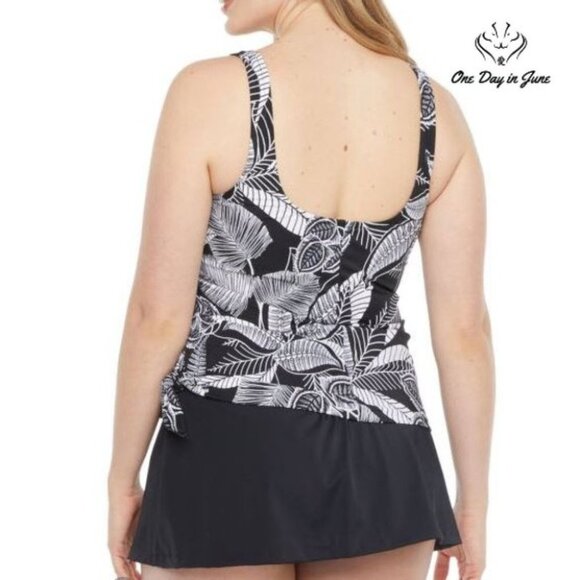 Azul by Maxine of Hollywood Leaf Swim Dress - Picture 2 of 2